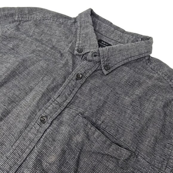 Prana Mens Slim‎ Fit Short Sleeve Button-Up Shirt LRG Organic Cotton Gray - Picture 1 of 6